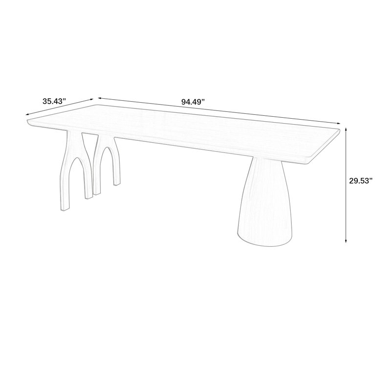 Table de salle à manger Burlywood, H 29,53 po x L 94,49 po x l 35,43 po