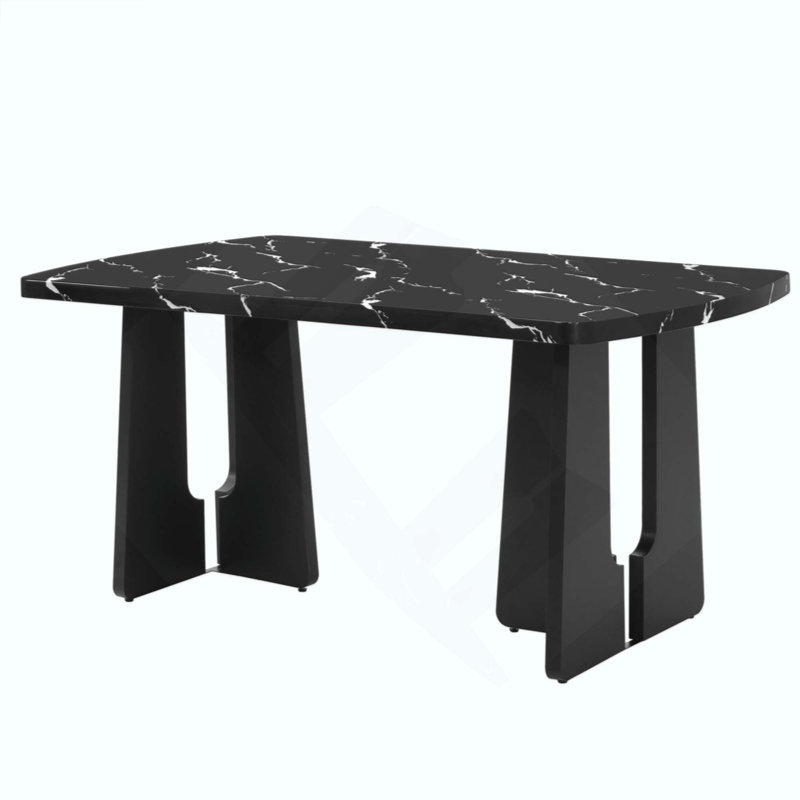 Table de salle à manger en faux marbre Modern Modern, Noir