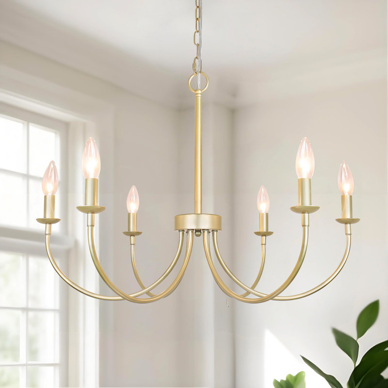 6 - Light Dimmable Classic / Traditional Chandelier, Gold