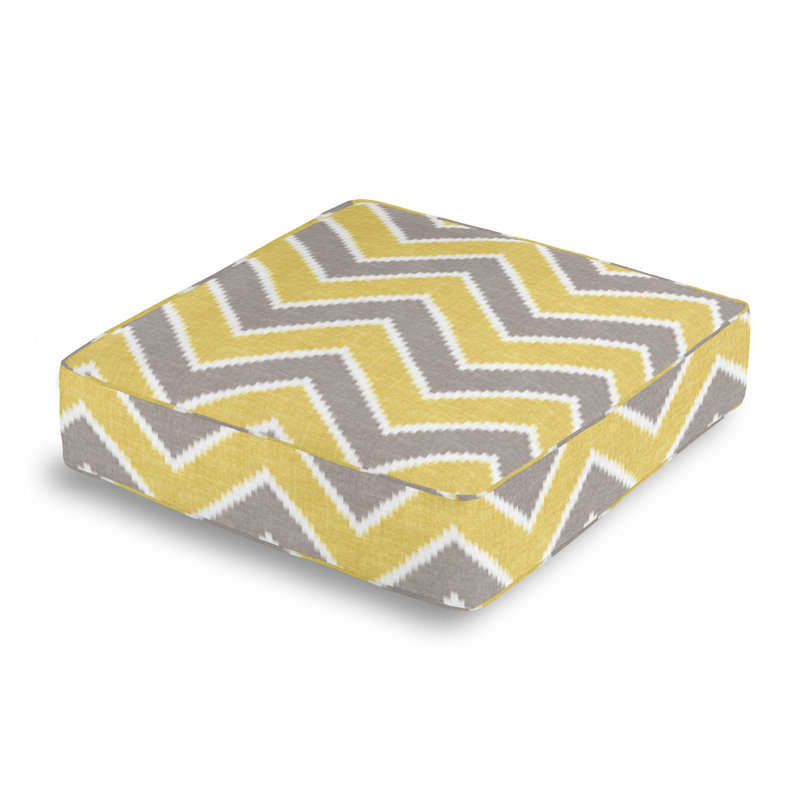 Square Pillow Cover & Insert, Yellow/Gray