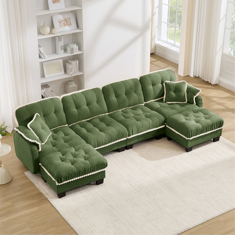 Canapé Chenille Cloud, L 131,5 po, Chenille verte