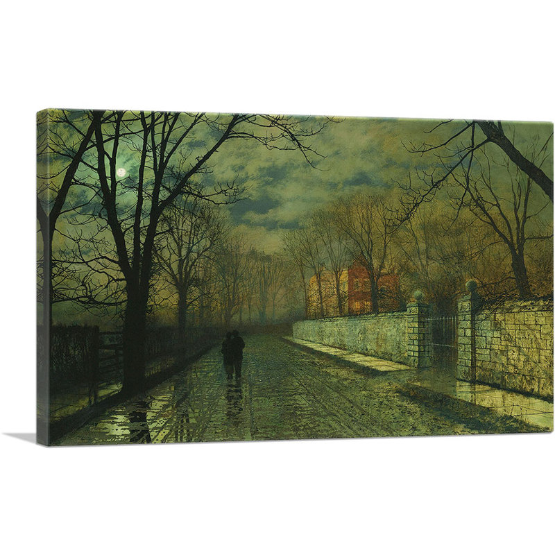 "Chiffres dans une ruelle éclairée par la lune après la pluie" par John Atkinson Grimshaw - peinture sur toile tendue