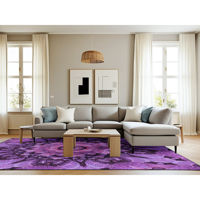 Tapis mauve tissé à la machine, Rectangle 8 pi x 12 pi