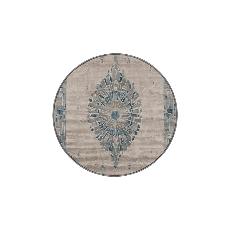 Machine Washable Gray Area Rug, Round 7'