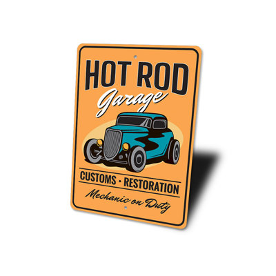 Enseigne de mécanicien en aluminium pour garage Hot Rod