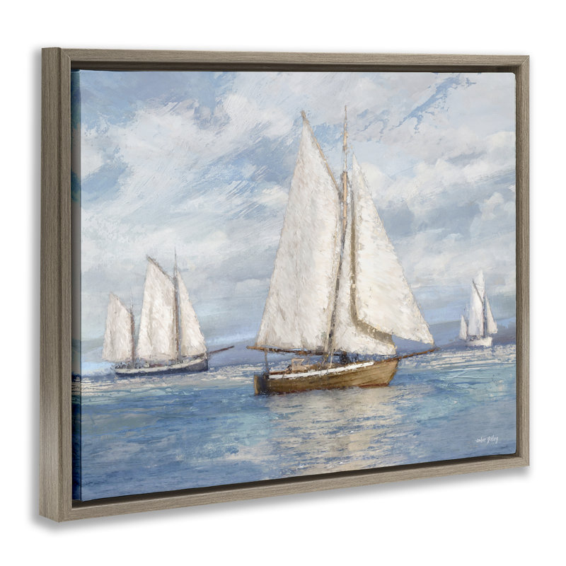 Voilier, impression sur toile encadrée par Amber Sterling, Cadre flottant orme Montalcino, H 17 po x l 21 po