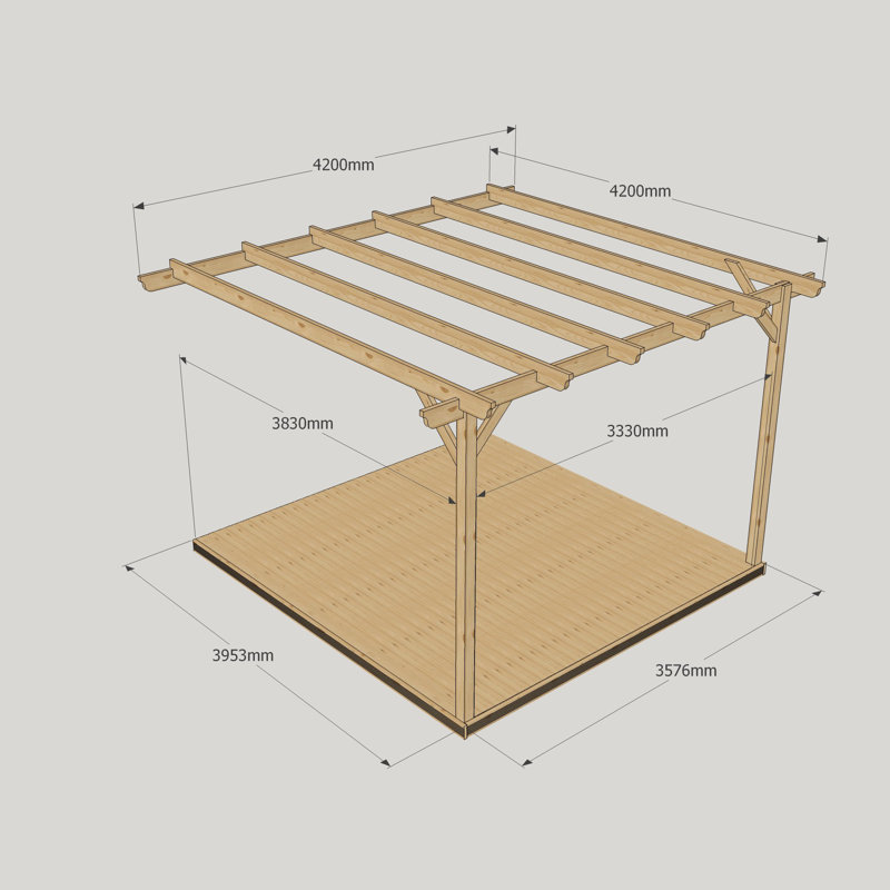 Aki Wall Mounted 2.4m x 2.4m Wood Pergola, Light Green