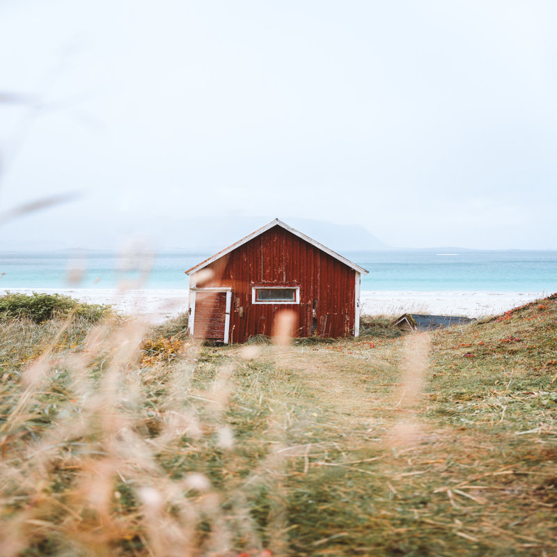 Red Cabin II - impression d'un seul cadre photo, Oui, Papier avec cadre doré, H 30 po x l 30 po x P 0,75 po