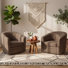 Fauteuil demi-tonneau pivotant 33 po Chenille (ensemble de 2)