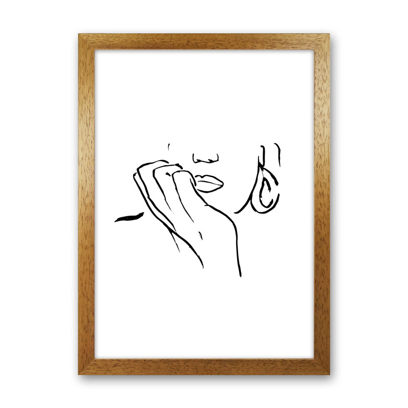 Face Hands Sketch 1 by Planeta444 - Print, Brown Framed, 88cm H x 64cm W x 3cm D