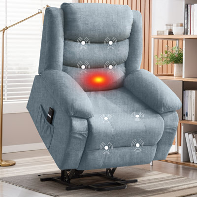 Fauteuil releveur électrique pour personnes âgées, fauteuil inclinable électrique avec chauffage et massage, canapé surdimensionné pour salon avec positions infinies et poches latérales