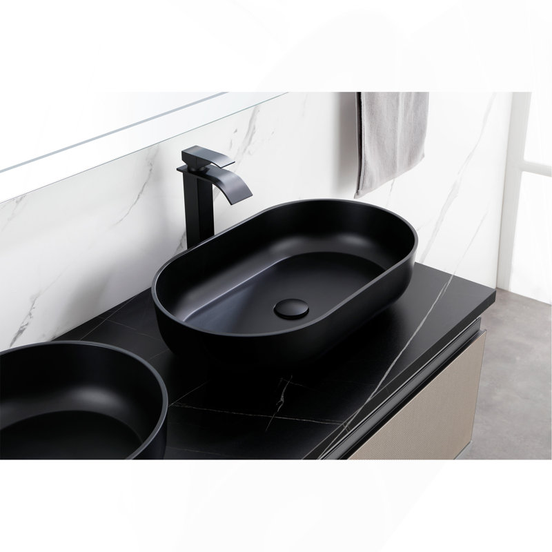 24*14*5.5  Matte Shell  Bathroom Sink, Black