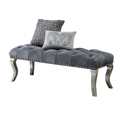 Tufted Fabric Upholstered Bench Nailhead Trim Suitable For Bedroom,Fitting Room, Storage Room, Dining Room, And Living Room,Etc.