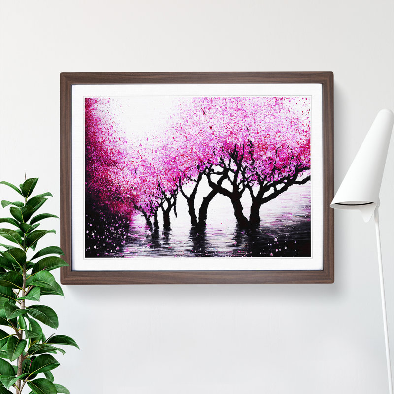 Cherry Blossom Tree - Single Picture Frame Painting, 25cm H x 34cm W x 2cm D, Walnut