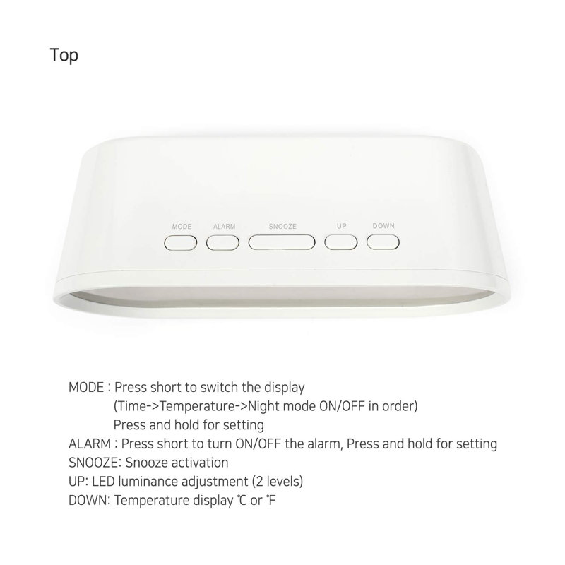 Battery Operated Small Size Clock With Night Light, Digital Alarm Clock, LED Desk Clock, Pink