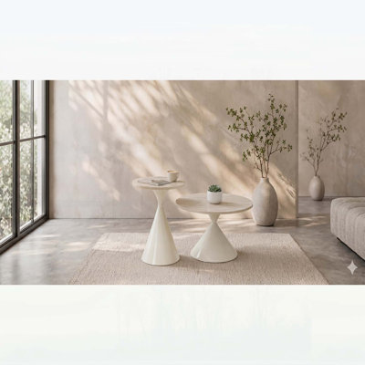 2-piece Multifunctional Round Coffee Table Set