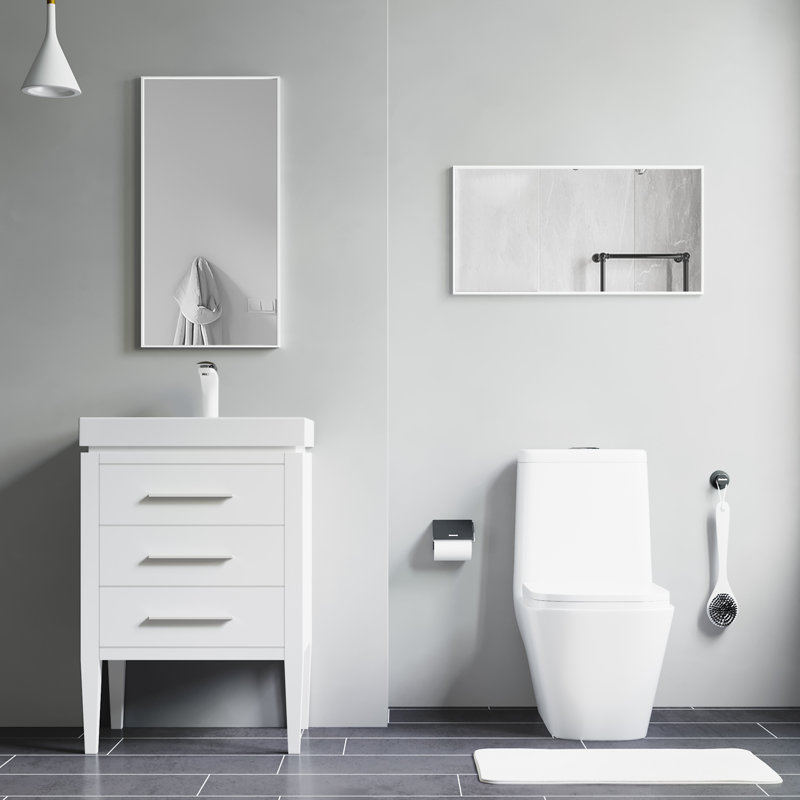 Akhilesh Wall Mirror, White, 31'' H x 16'' W