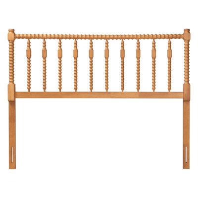 Baxton Studio Juliette Turned Spindle Headboard - Crafted Wood Panel with Decorative Spoke Design for Cottage Farmhouse Bedroom, Queen, Oak Brown