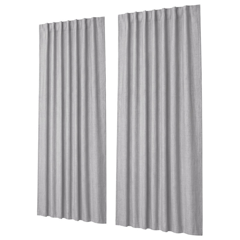  100% Blackout Curtains Thermal Linen Look Pair Ready Made 52x84 in Grey