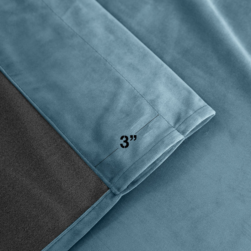  Ensemble de 1 rideau en velours uni pour le salon, Ardoise foncée, L 52 po x L 84 po