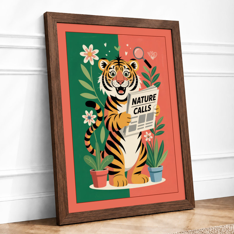 Nature Calls Modern - Framed Print, Walnut, A4 - 29.7 x 21.0 cm