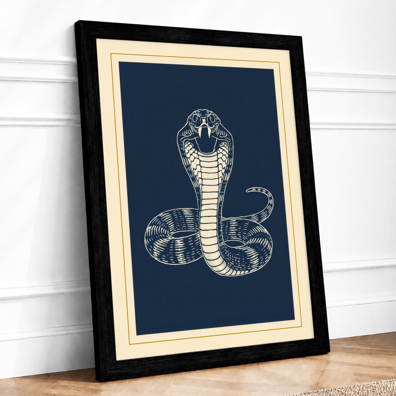 Cobra in Defense Japandi - Framed Print, A1 - 84.1 x 59.4 cm, Black