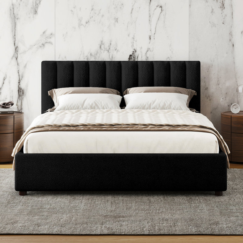 Lit plateforme tapissier Petillo Jaxon, Grand, Noir