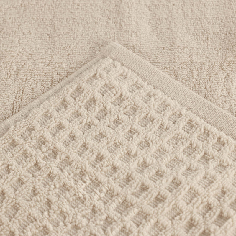  Ensemble de serviettes en coton Zero-Twist - texture gaufrée nid d'abeille - séchage rapide, Ivoire ivoire