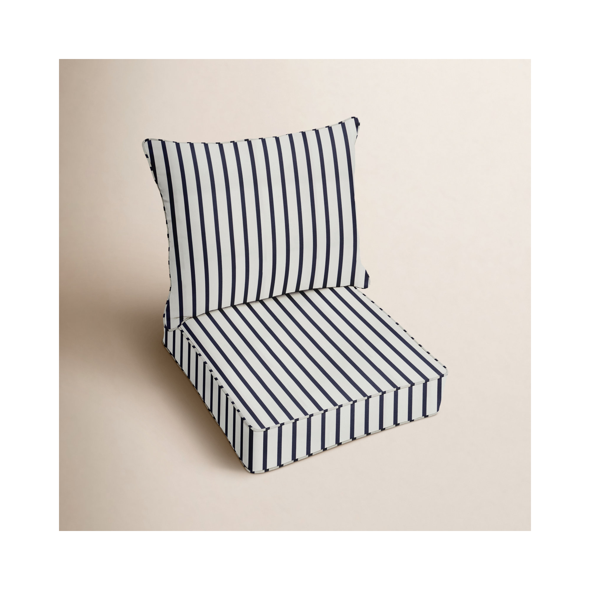 Parkchester Striped Seat/Back Outdoor Lounge Chair Cushion