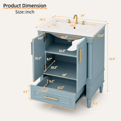 Meuble-lavabo de 24 po avec lavabo en céramique Mavessa