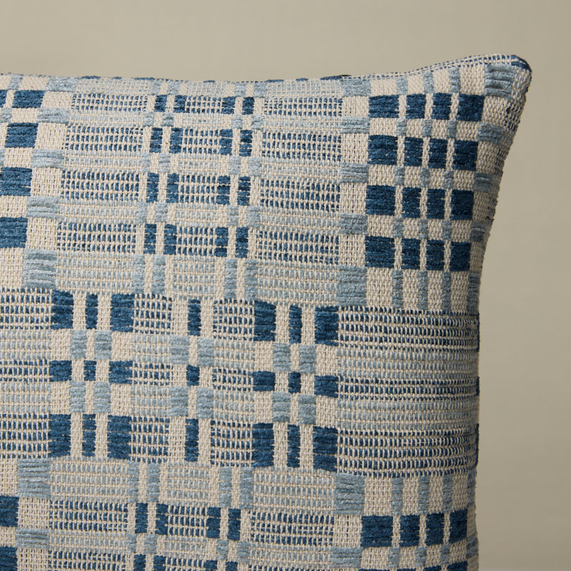 Brimfield Lumbar Pillow, Blue Geometric, 12" H x 16" W