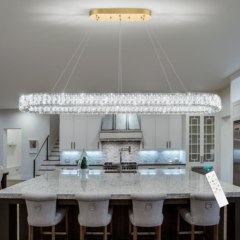 Lustre moderne pour salle à manger, 59.1" Long, Gold