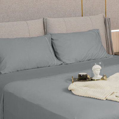 Sliver Cording 100% Cotton Sateen Pillowcases Open Pillowcases Set