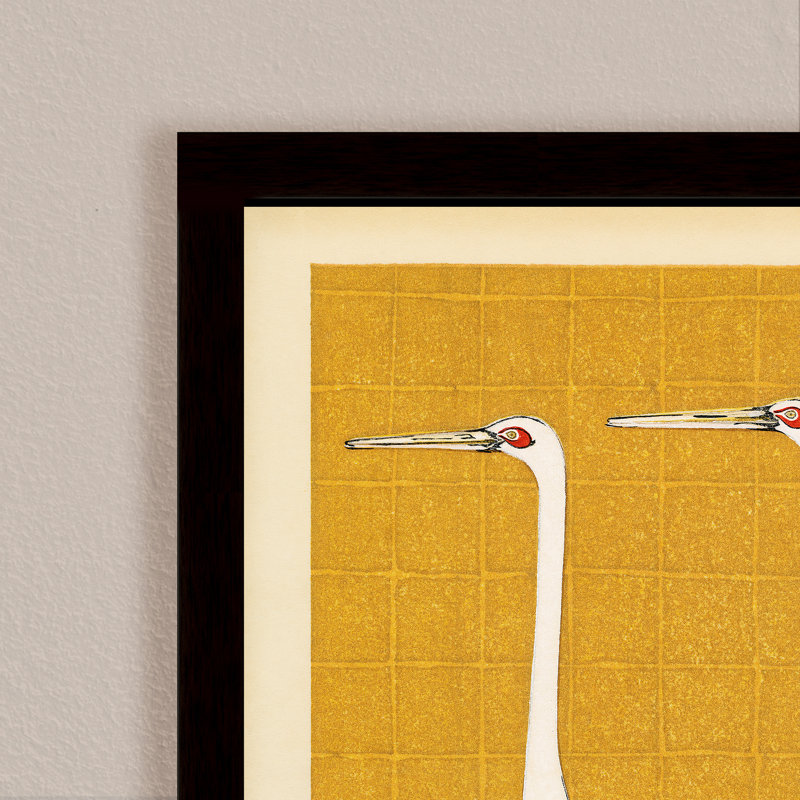 Classic Elegance Japanese Crown Crane Framed Print Wall Art, 16" H x 24" W