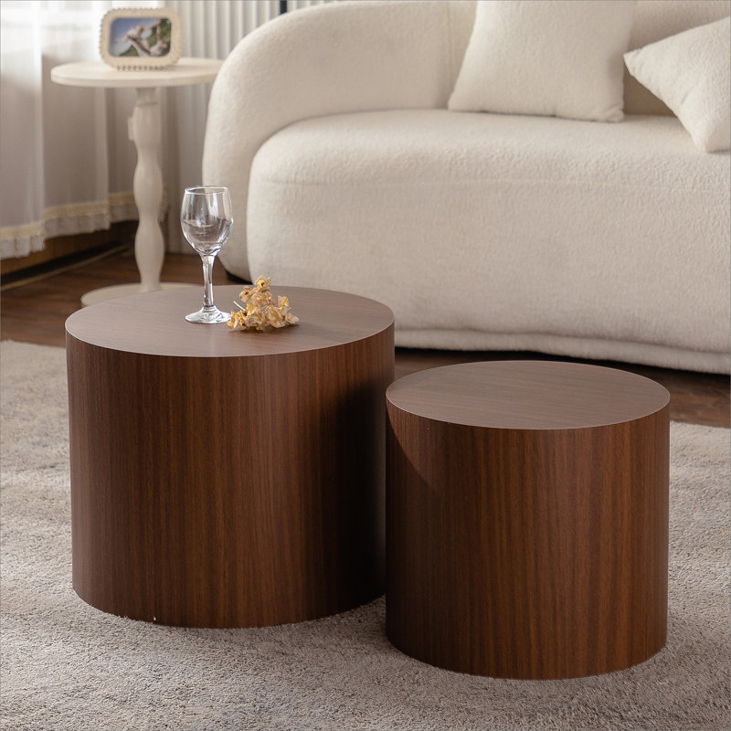 Ensemble de tables de bout Block, Noyer foncé, H 14,57 po x l 18,11 po x P 18,11 po