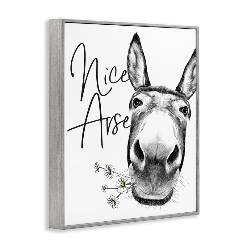 «Donkey Portrait Nice Ass Animal Pun Daisey Florals» par Lettered and Lined - impression, Estampe numérique Farmhouse