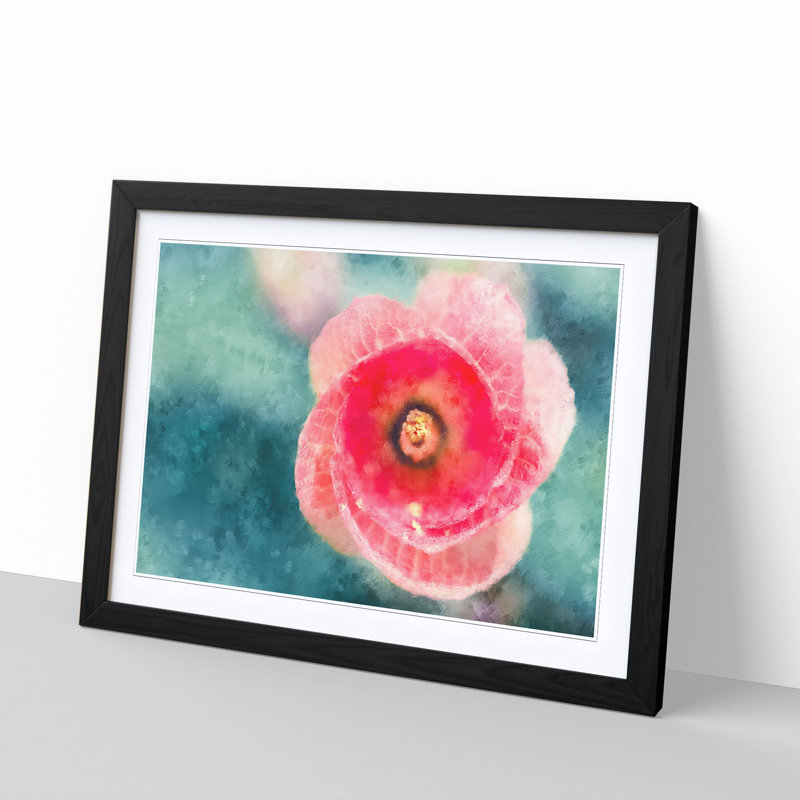 A Pink Hibiscus Flower - Picture Frame Painting, Black, 45cm H x 63cm W x 2cm D