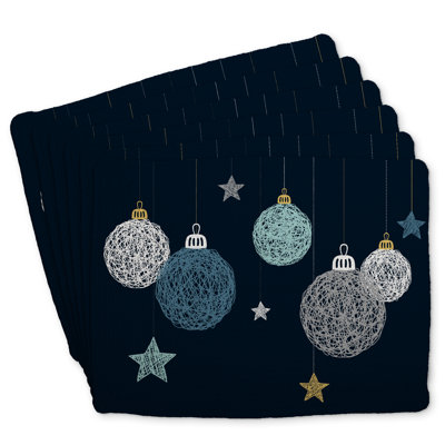 Christmas Ball Vector Braided Polyester Placemats - Set of 6