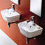White Stone 425mm L x 425mm W White Ceramic Oval Sink with Overflow
