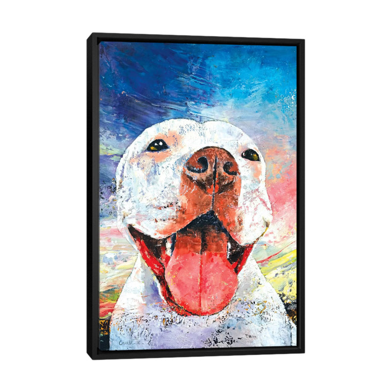 « pitbull », reproduction d’art sur toile, H 26 po x l 18 po x P 1,5 po, Toile avec cadre noir, Pas de tapis