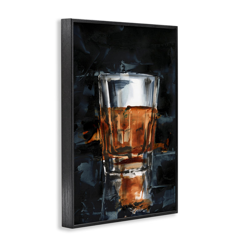  Straight Whiskey Glass Framed Giclee Art by Ethan Harper, 18" H x 12" W, Midnight Black Framed Giclee