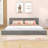 Wood Queen Upholstered Platform Bed with Headboard-2019949341