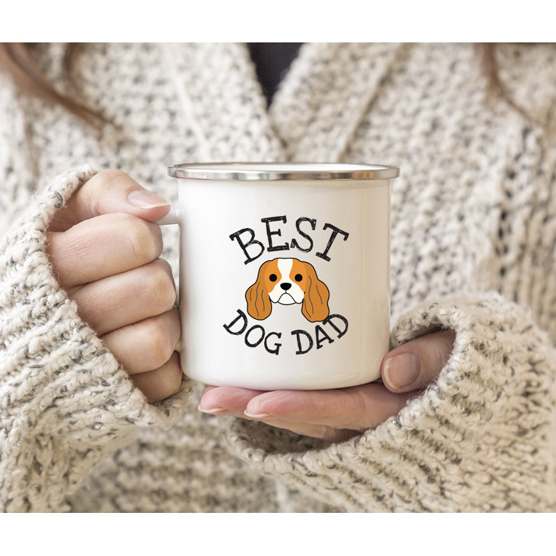 Grande tasse à café « Best Dog Dad », Épagneul Cavalier King Charles
