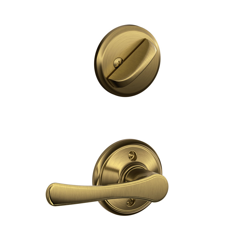 Avila Single Cylinder Interior Lever Set, Yes, Antique Brass