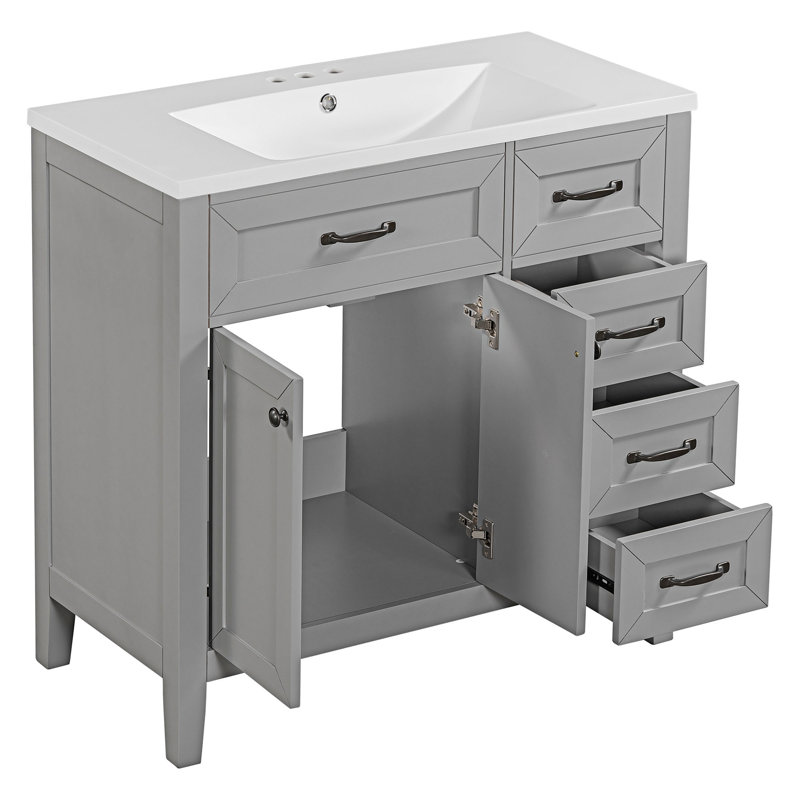 Meuble-lavabo sur pied simple 35,98 po Millstead, gris