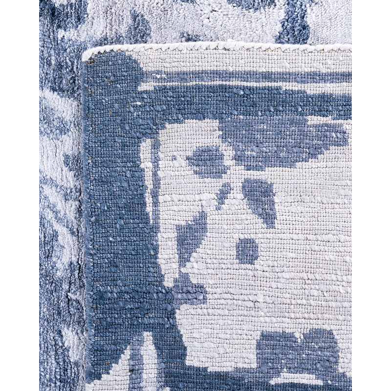 Tapis moderne noué à la main de conception unique - bleu, 8 pi 2 po x 10 pi 2 po Modern