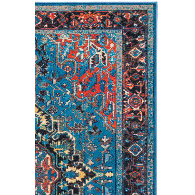 Tapis oriental bleu / rouge Chenoweth, Carré 6 pi 7 po