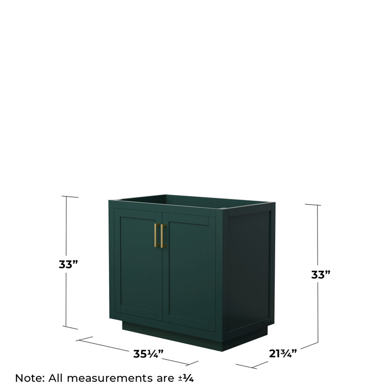 Miranda 35.25" Dark Green and Gold Freestanding Single Bathroom Vanity