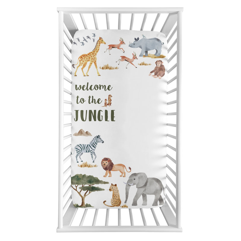 Drap-housse pour lit de bébé Jungle Animals par Sweet Jojo Designs