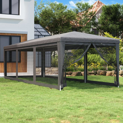 Andry Party Tent with 8 Mesh Sidewalls 3x9 m HDPE